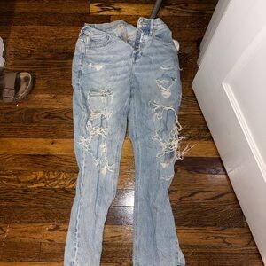 American Eagle Hi Rise Ripped Jeans 0